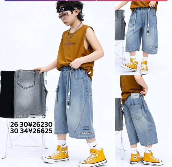 Капрі дитячі, джинс, м.26230 (розмір: 26-30), 3 кольори, в упаковці 5 штук №343145 - 