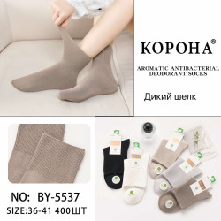 Шкарпетки жіночі, дикий шовк, м.BY-5537 (розмір: 36-41), мікс кольорів, в упаковці 10 шт. №346662