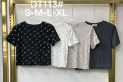 Футболка жіноча "DT113" хлопок (р: S,M,L,XL) 4 кольори, в упаковці 4 шт. №386151