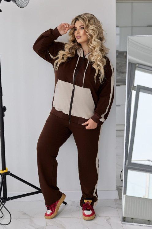Костюм жіночий в стилі колорблок "Aura", двонитка м. 5321 (р. 56-58, 60-62) шоколад №414267 - 