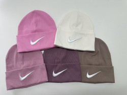 Шапка дитяча "Nike" рубчик (р: 54-56) мікс кольорів, упаковка 5 шт. №373487