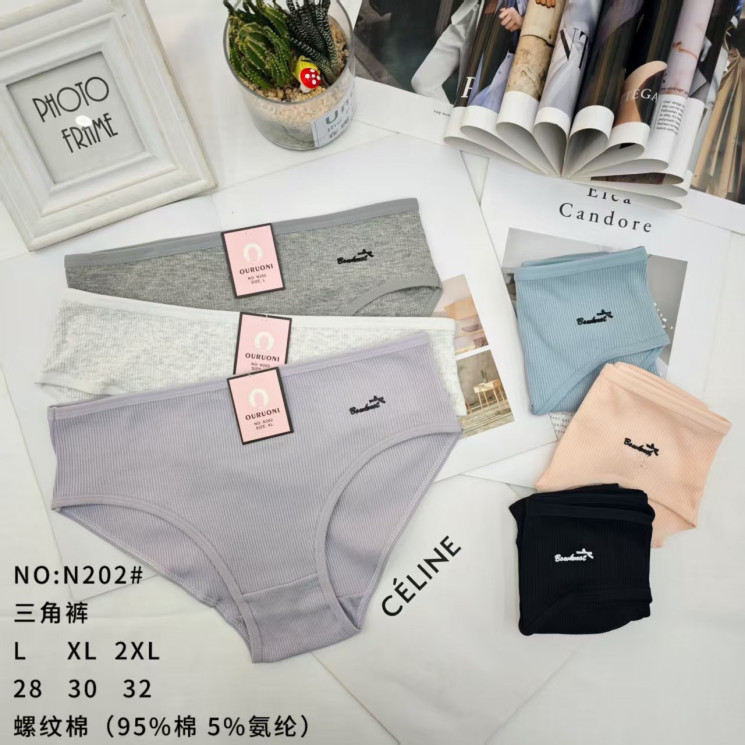 Труси жіночі котон м.N202 (розмір XL-2XL) мікс кольорів в упаковці 12 штук  №762390 - Haner 449/451