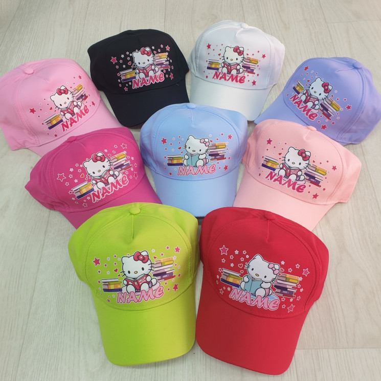Кепка дитяча "Name Kitty" котон (р: 54) мікс кольорів, в упаковці 5 шт. №382682 - Ventil SE 939
