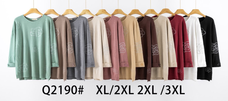 Светр жіночий, кашемір, м.Q2190 (р. XL-3XL ), мікс кольорів, в упаковці 20 штук №338835 - Vanda SE1013