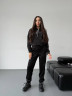 Костюм жіночий з капюшоном та кишенею кенгуру, турецький велюр м. 638 (р. 50-52, 54-56) чорний №412605 - 
