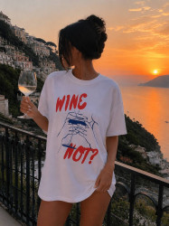 Футболка жіноча оверсайз з принтом "Wine not", бавовна м. 114 (р. єдиний) №415695