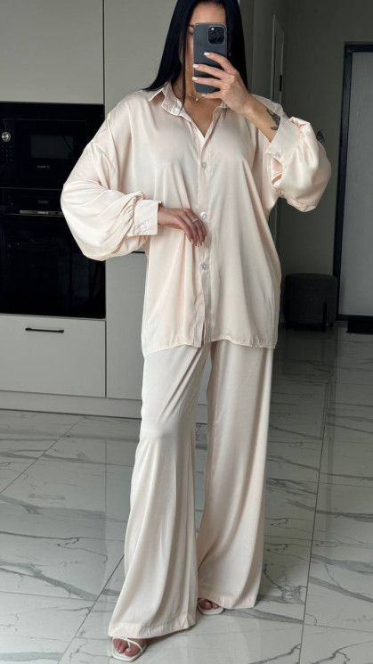 Костюм (домашній) жіночий (сорочка + штани + хустинка), шовк м.355 (р: 42-44, 44-46) №814998 - 
