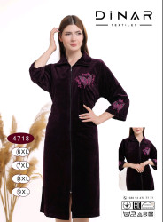 Халат жіночий, велюр на котоновій основі, м.4718 (Розмір: 6XL-9XL), 2 кольори, в упаковці 4 штуки №319399