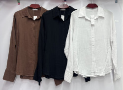 Сорочка жіноча "23-2" муслін-жатка (р: XL,2XL,3XL,4XL) 3 кольори, в упаковці 4 шт. №388103