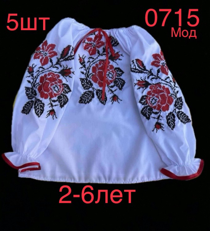 Вишиванка дитяча "0715" паплін  (р: 2-6 років) в упаковці 5 шт. №360764 - Nadiyka BG/PO2161-2162