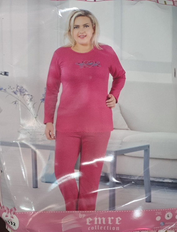Піжама жіноча, байка, м.1532 (Р: 2XL-4XL ), в упаковці 3 штуки №321833 - Romeolife SE544