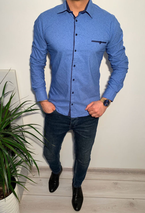 Сорочка No Brand р M-3XL Чоловіча R452 blue - NikNumbers SE1041-1042