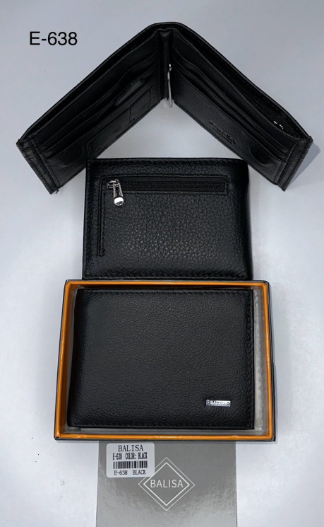 Гаманець чоловічий, натуральна шкіра, м. Е-638 Black , (р: 10,5см*8см), №1000062 - 