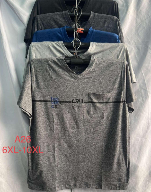 Футболка чоловіча "А26" трикотаж (р: 6XL-10XL) мікс кольорів, в упаковці 5 шт. №383483 - Mixmoda SER1772