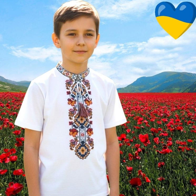 Футболка-вишиванка дитяча, паплін (р: 122-158см) в упаковці 7 шт. №386915 - Ninette BG/PO2160