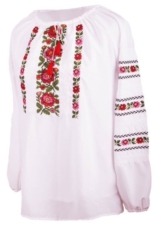 Жіноча вишиванка, шифон (розміри: 48-56), в упаковці 5 штук №333863 - Delux 909