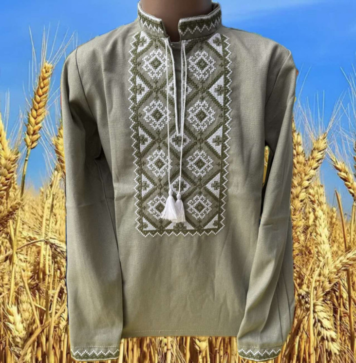 Вишиванка дитяча, льон (розміри: 7-12 років), в упаковці 6 штук №331397 - Delux 909