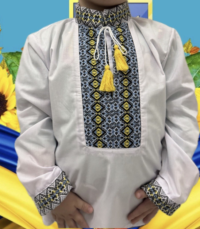 Вишиванка дитяча, паплін (розміри: зріст 98-122 ), в упаковці 5 штук №342723 - Delux 909