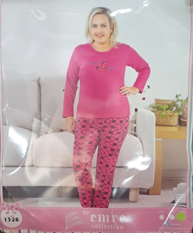 Піжама жіноча, байка, м.1528 (Р: 2XL-4XL ), в упаковці 3 штуки №321834 - Romeolife SE544