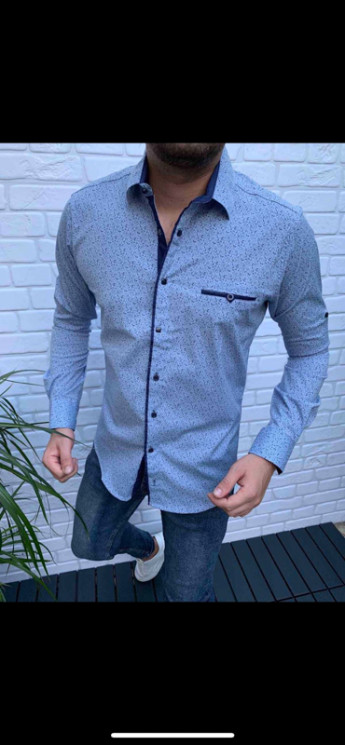 Сорочка No Brand р M-3XL Чоловіча S897 blue - NikNumbers SE1041-1042