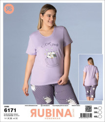 Піжама жіноча "6171" коттон (р: 2XL,3XL,4XL) в упаковці 3 шт. №361239