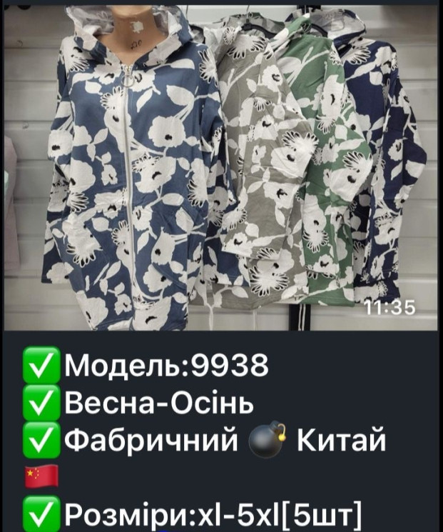 Вітрівка жіноча "9938" (р: XS-XL) мікс кольорів, в упаковці 5 шт. №375625 - Natasha SE669