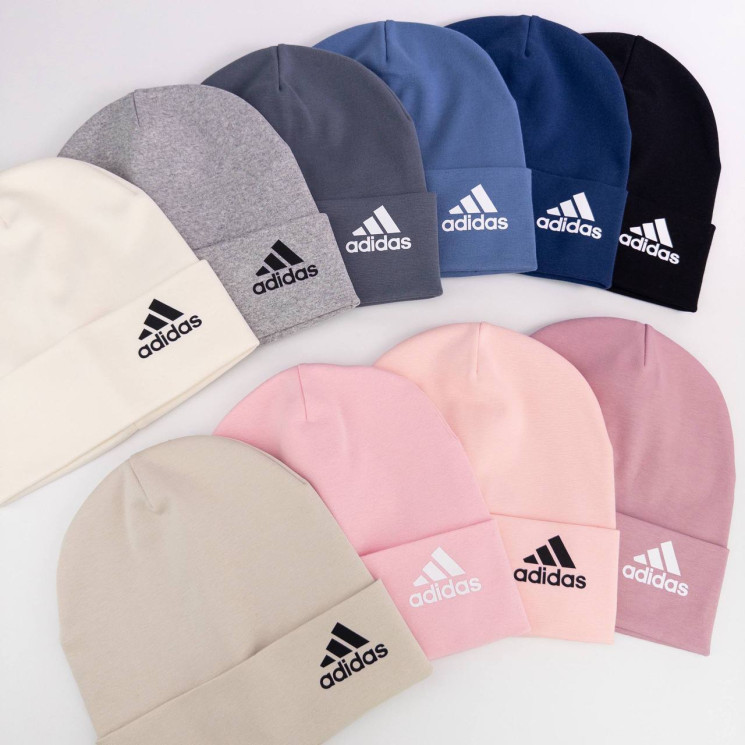 Шапка дитяча з відворотом Adidas (р: 50-52,52-54) мікс кольорів, в упаковці 5 шт. №380729 - Ventil SE 939