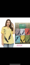 Сорочка жіноча  "655" льон (Розмір: XL-4XL) 7 кол, в уп 4 шт №156087