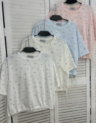 Футболка жіноча "10462" котон (р: one size) 4 кольори, в упаковці 5 шт. №385934