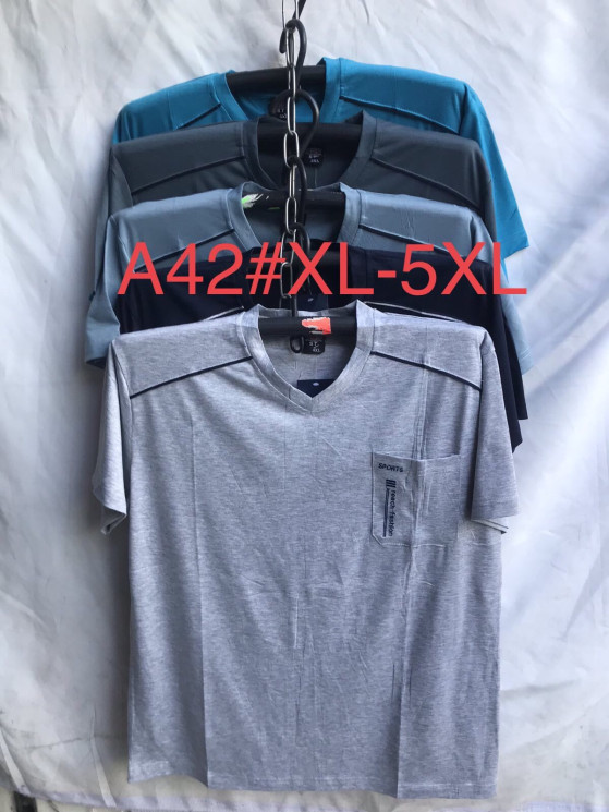 Футболка чоловіча "А42" коттон (р: XL-5XL) мікс кольорів, в упаковці 5 шт. №366366 - Megasport