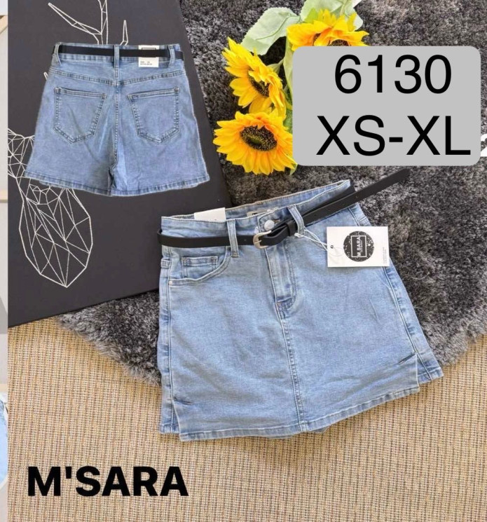 Шорти спідниця жіноча з ременем стрейч  м.6130  (р: XS-XL) в упаковці 6 штук  №754141 -  UNO2Uva SER1864