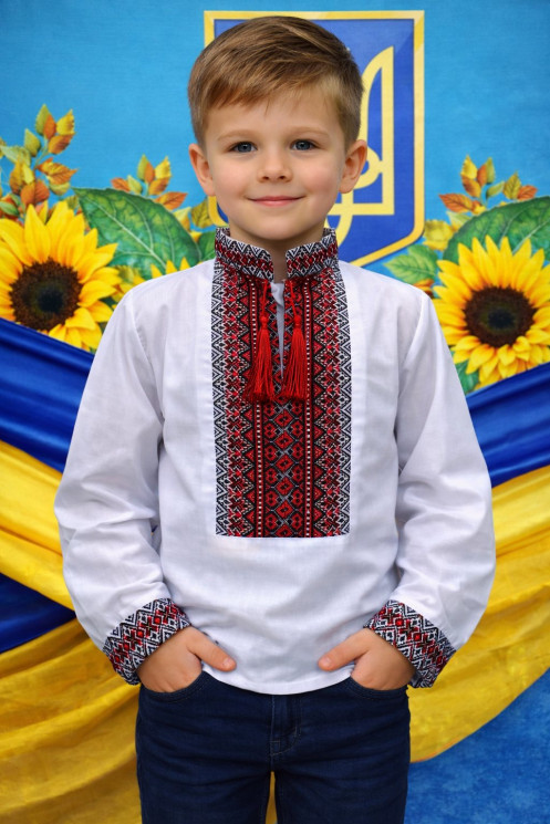 Вишиванка дитяча, паплін (розміри: зріст 98-122 ), в упаковці 5 штук №342767 - Delux 909
