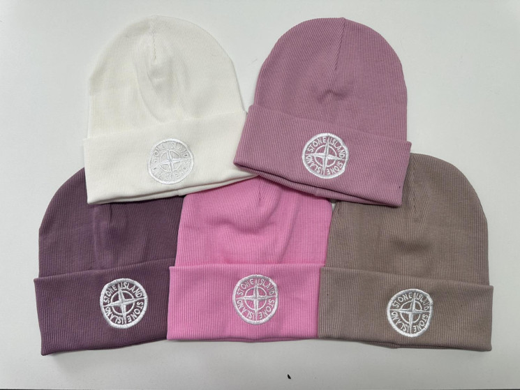 Шапка дитяча "Stone Island" рубчик (р: 54-56) мікс кольорів, упаковка 5 шт. №373490 - Ventil SE 939