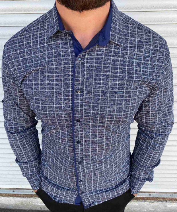 Сорочка No Brand р M-3XL Чоловіча S2796 navy - NikNumbers SE1041-1042