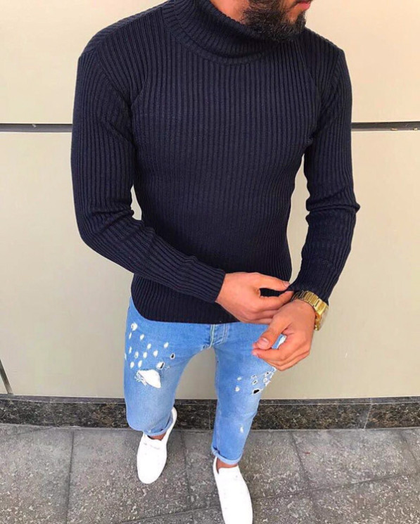 Светр No Brand р M-2XL Чоловіча S533 blue - NikNumbers SE1041-1042