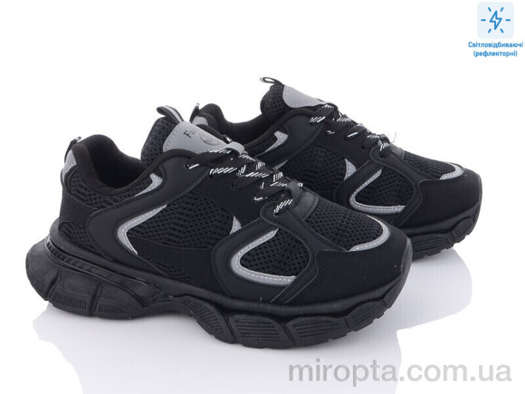 Кросівки 136-25 black світловідбивач р: 36-41, в упаковці: 8 пар, купити тільки гуртом - 883244