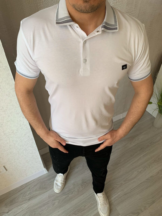 Футболка No Brand р M-2XL Чоловіча Polo S2781 white - NikNumbers SE1041-1042
