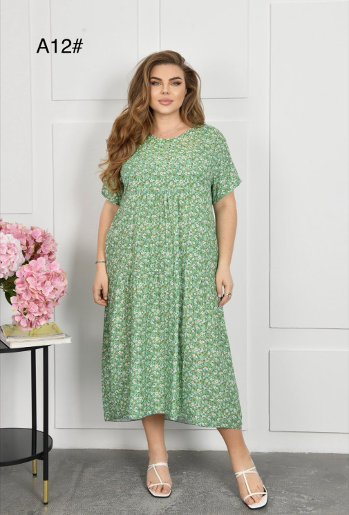 Сукня жіноча, штапель, м.А12 (р. 2XL-4XL), мікс кольорів, в упаковці 12 штук №343504 - Focus zel 1396