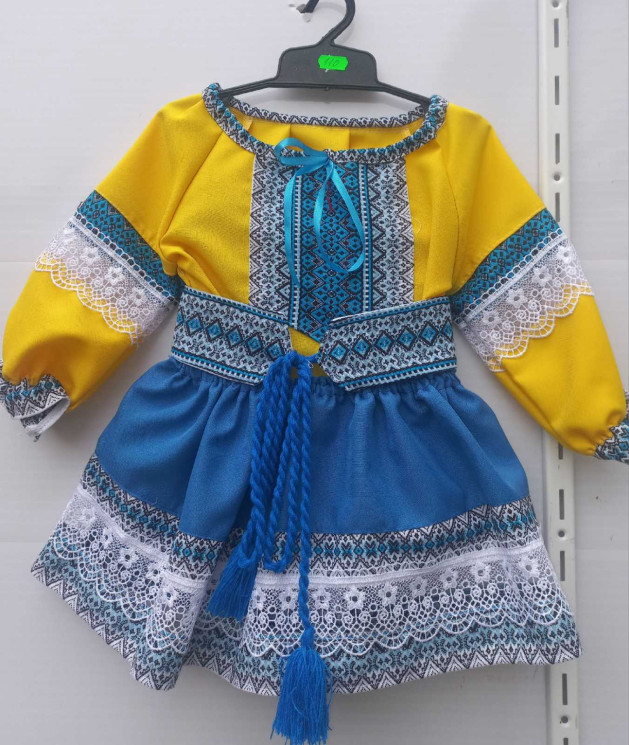 Сукня-Вишиванка дитяча (Розмір: 128-152 см) домотканна тканина, жовтого кол. №301596 - UA SE1005
