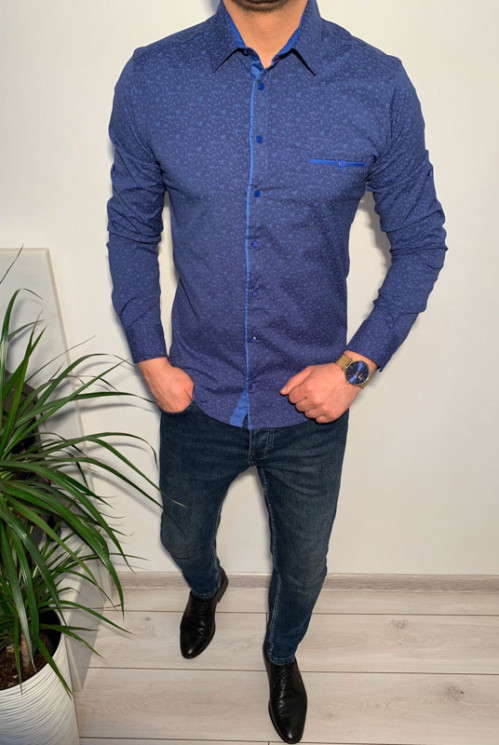Сорочка No Brand р M-3XL Чоловіча R455 blue - NikNumbers SE1041-1042