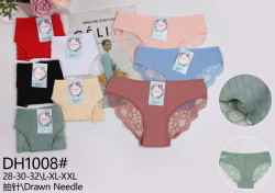 Труси жіночі котон м.DH1008 (розмір: L-2XL) мікс кольорів в упаковці 12 штук  №756196
