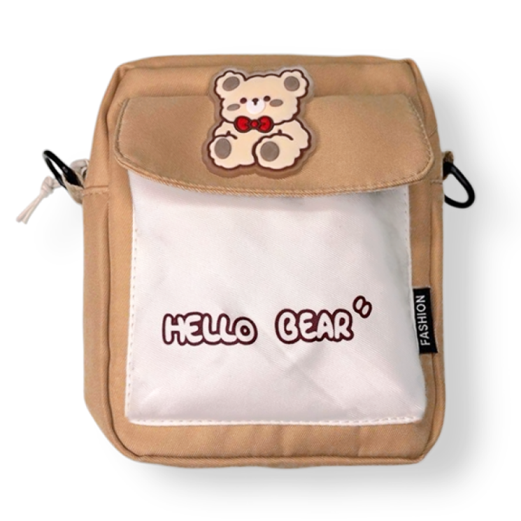 Дитяча сумка кросбоді Hello Bear бежева текстильна через плече компактна м.25-576 (р.20×16×6 см) №763185 - Amsterdam HR277
