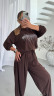 Костюм жіночий з принтом зі страз, двонитка м. SV 761 (р. S, M, L, XL, XXL) коричневий №415975 - 