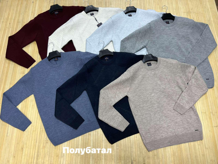 Светр чоловічий, в'язка (р: L,XL,2XL) 7 кольорів, в упаковці 3 шт. №378520 - Turkey SE897