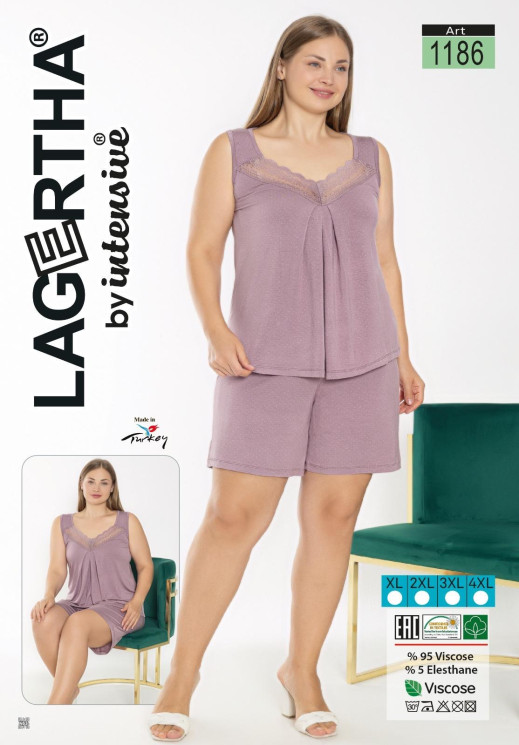 Піжама жіноча "1186" (р: XL,2XL,3XL,4XL) в упаковці 4 шт. №371215 - Romex HR1980