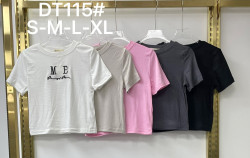 Футболка жіноча "DT115" хлопок (р: S,M,L,XL) 5 кольорів, в упаковці 4 шт. №386155