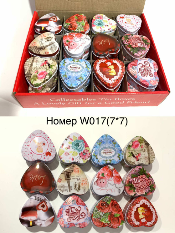 Скринька для прикрас "W017" метал (р: 7*7см) мікс кольорів, в упаковці 10 шт. №376465  - Tessa272