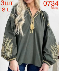 Вишиванка жіноча льон м.0734  (р:S-L)  в упаковці 3 штуки №753891