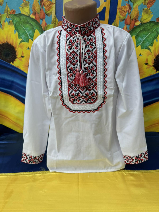 Вишиванка дитяча, паплін (розміри: зріст 122-152 ), в упаковці 6 штук №317229 - Delux 909