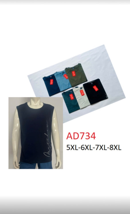 Майка чоловіча, трикотаж, м.AD734 (р. 5XL-8XL ), мікс кольорів, в упаковці 5 шт. №329311 - Vanda SE1013